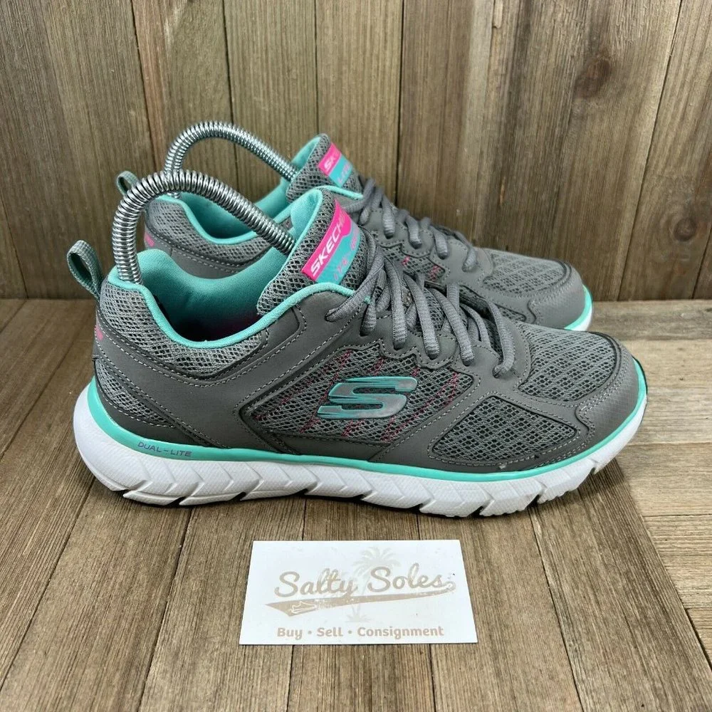 Skechers Lite Weight Women's Size 8 Running Shoes Memory Foam Grey Sneakers